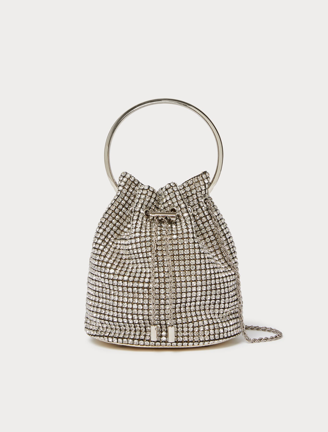 Bucket bag with all-over rhinestone detail