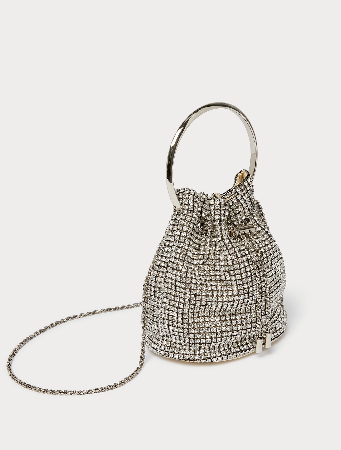 Bucket bag with all-over rhinestone detail