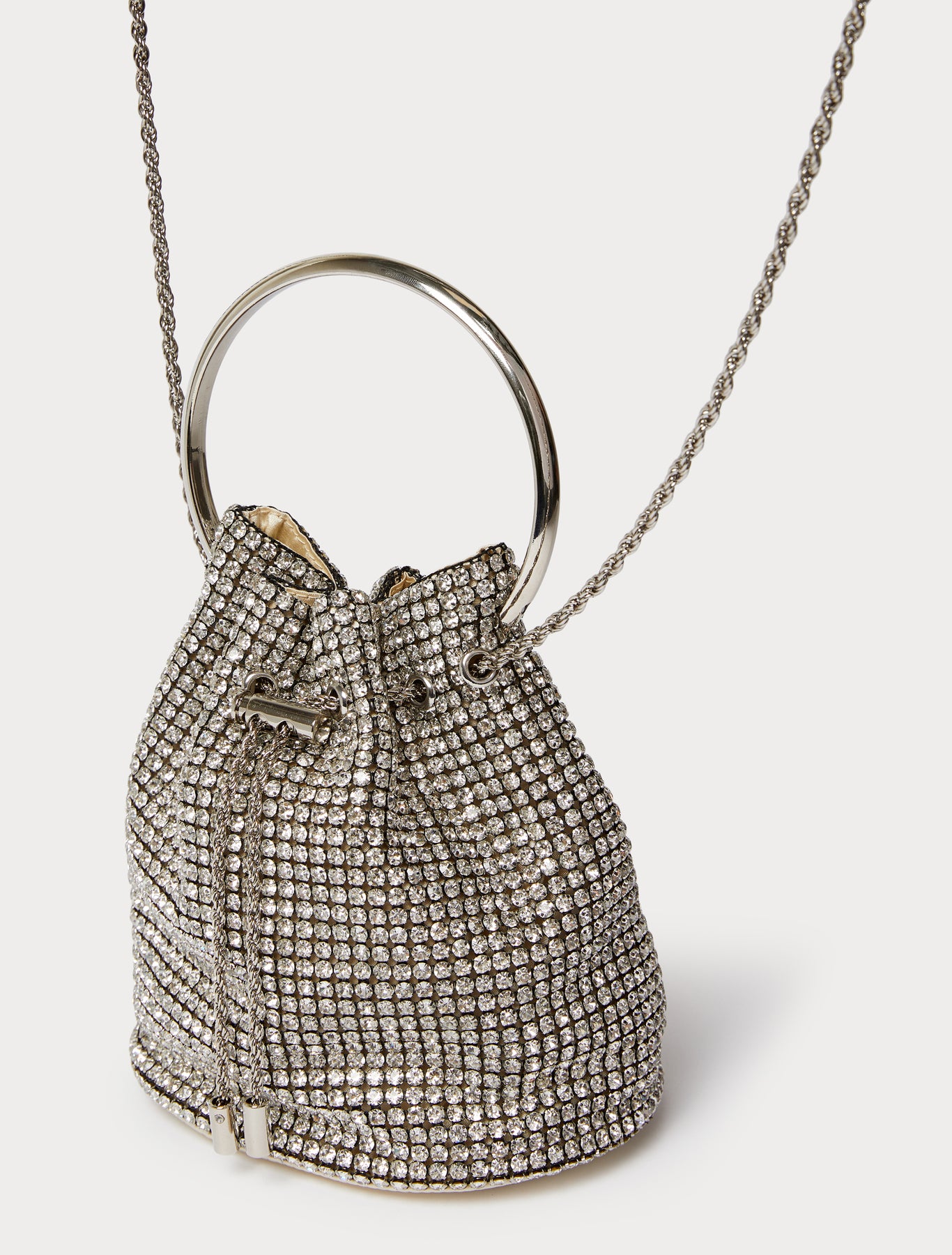 Bucket bag with all-over rhinestone detail