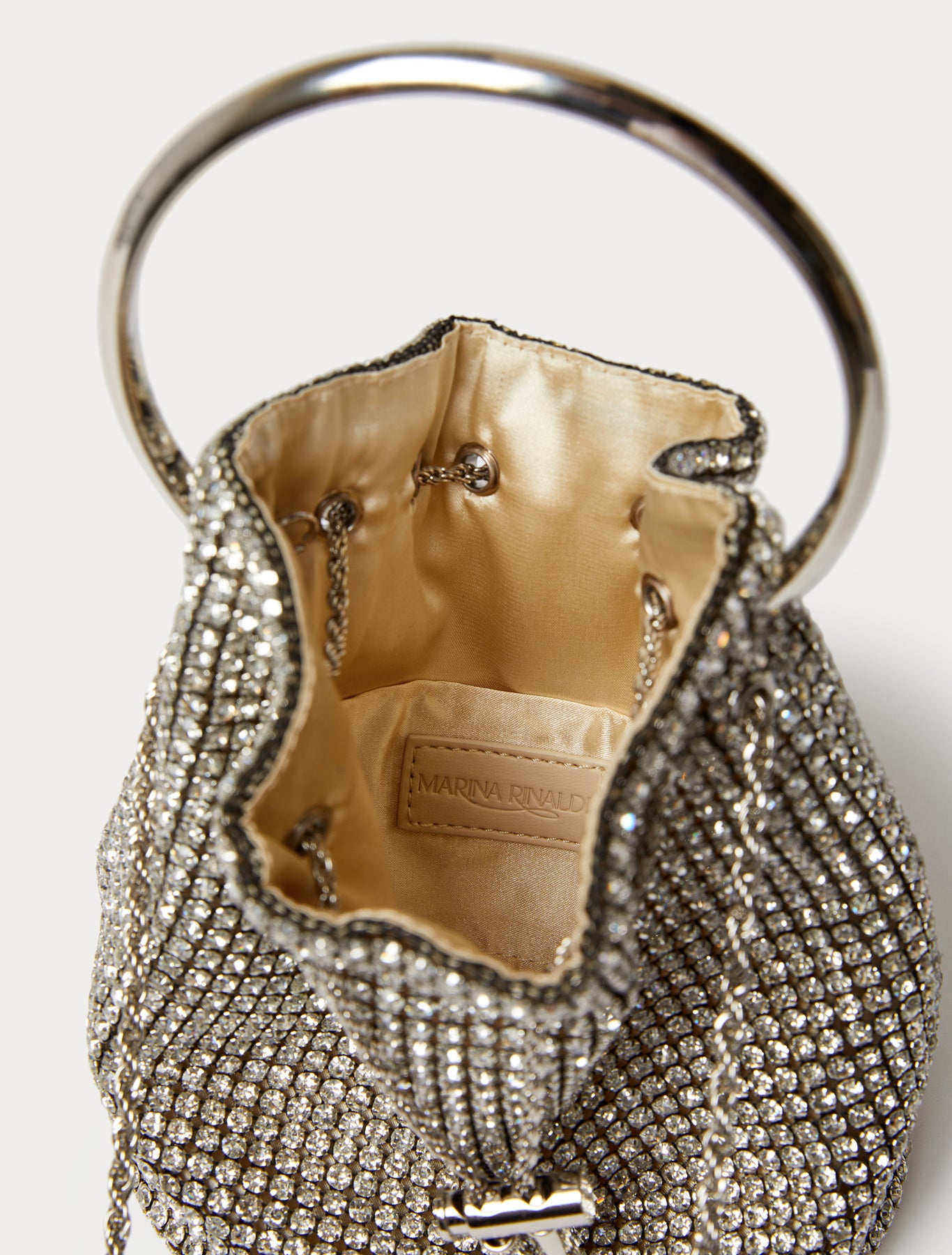 Bucket bag with all-over rhinestone detail