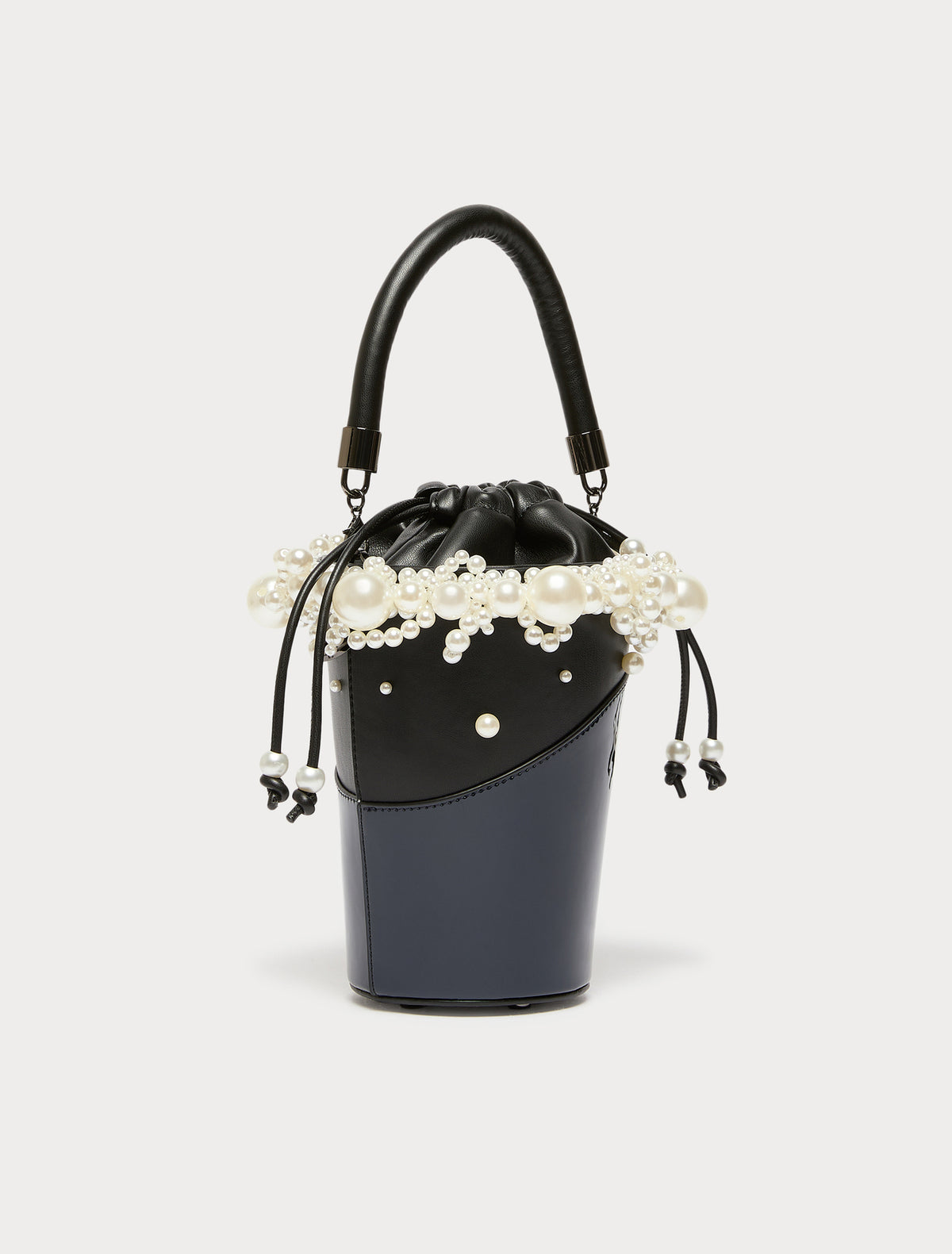 Marina Rinaldi bucket bag with pearls for woman