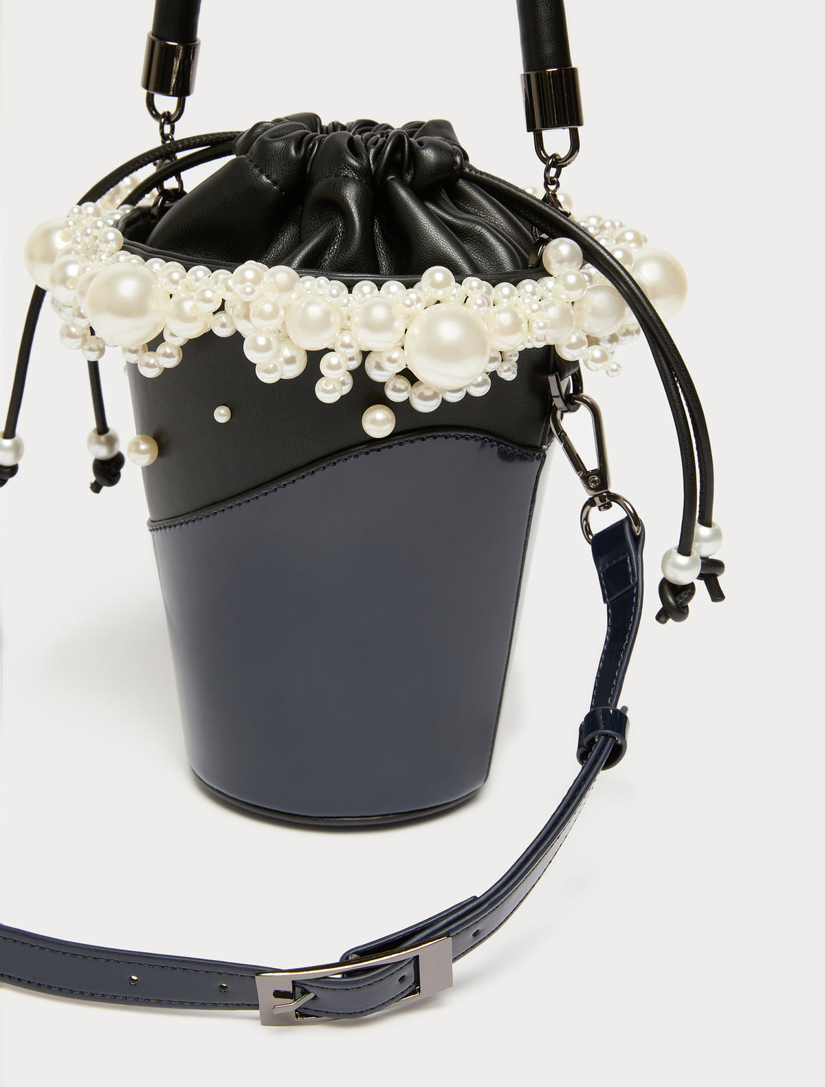 Marina Rinaldi bucket bag with pearls for woman