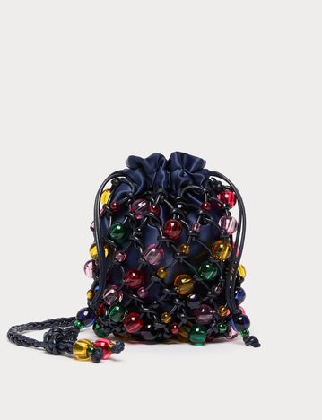 Sphere-detail crochet-knit cotton bag