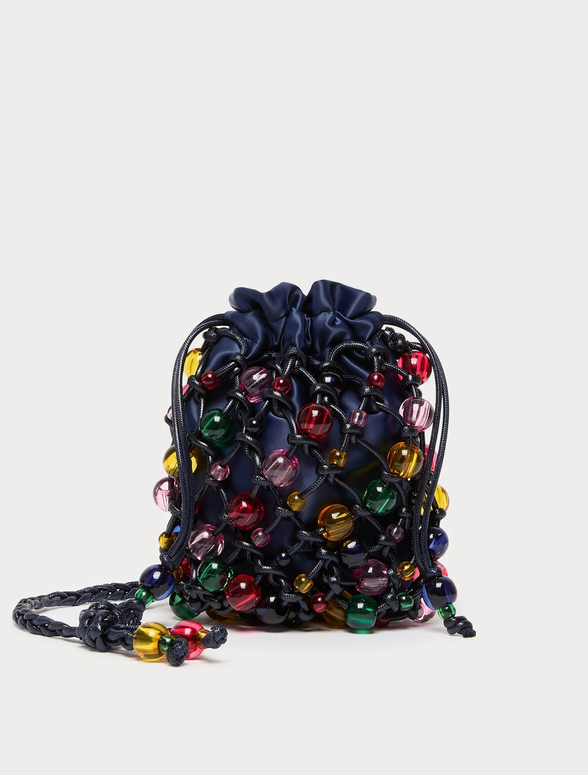 Sphere-detail crochet-knit cotton bag