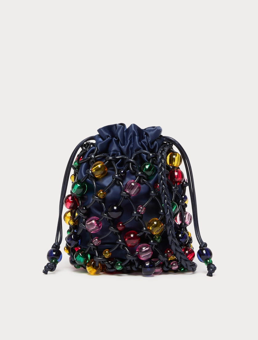 Sphere-detail crochet-knit cotton bag