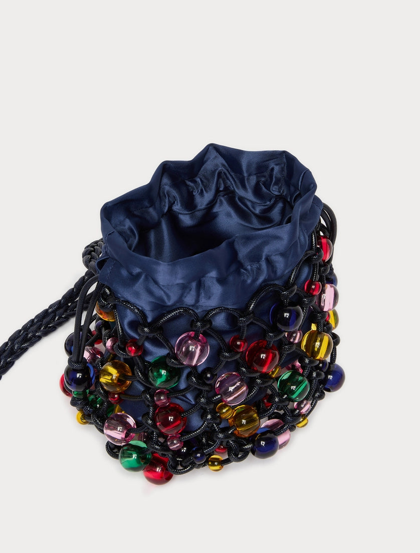 Sphere-detail crochet-knit cotton bag