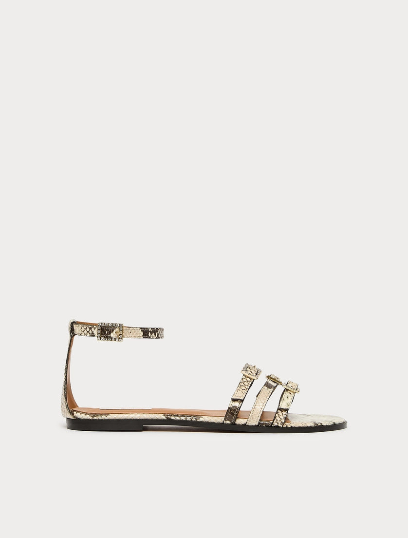 marina rinaldi flat leather sandals for woman