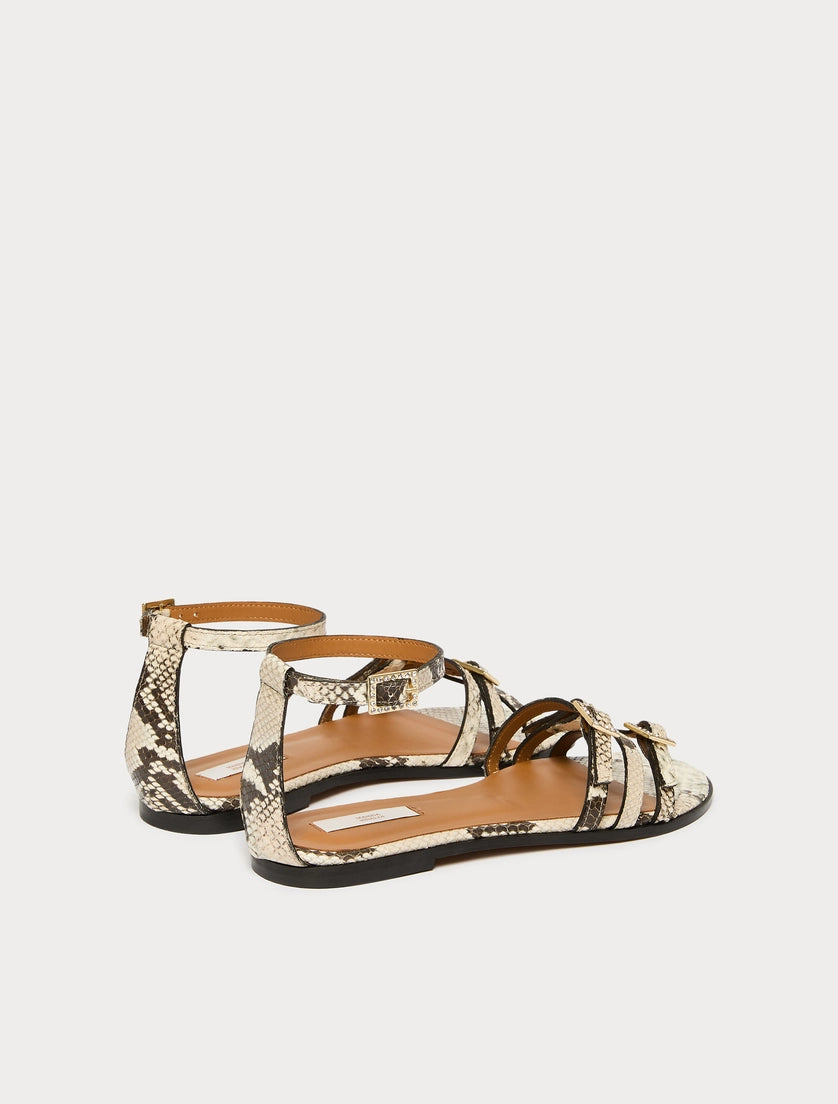 marina rinaldi flat leather sandals for woman