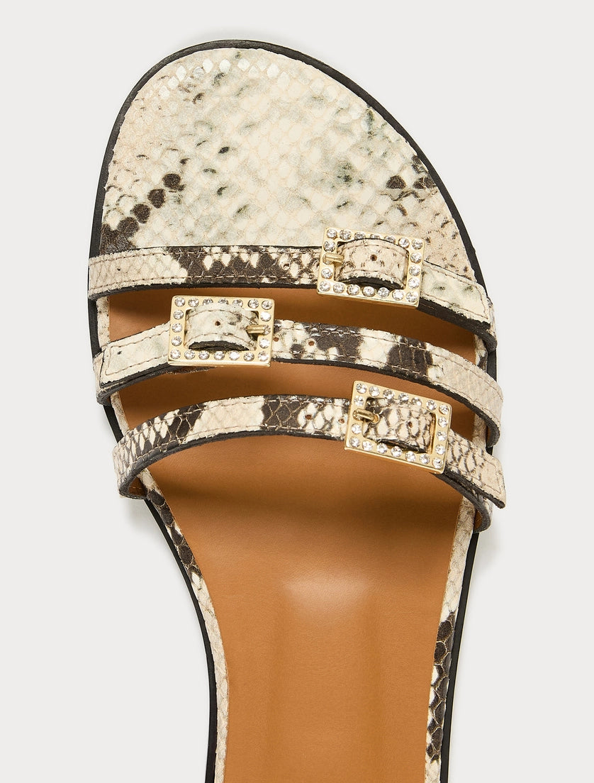 marina rinaldi flat leather sandals for woman