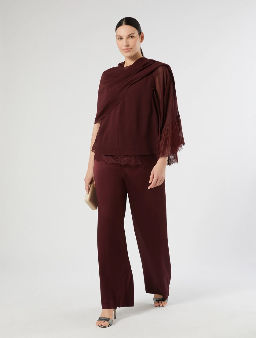 Georgette stole with lace detail