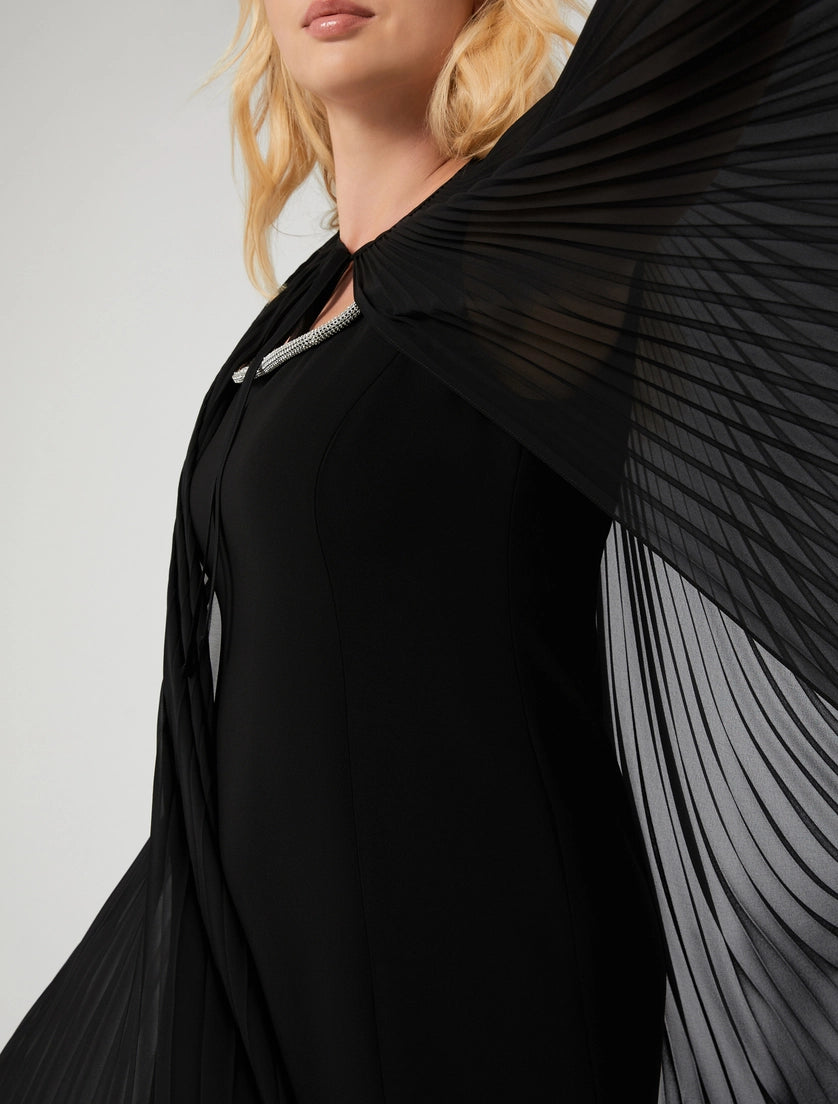 Plissé-pleated crepe georgette cape