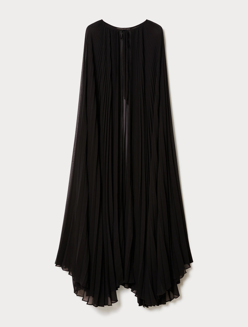 Plissé-pleated crepe georgette cape