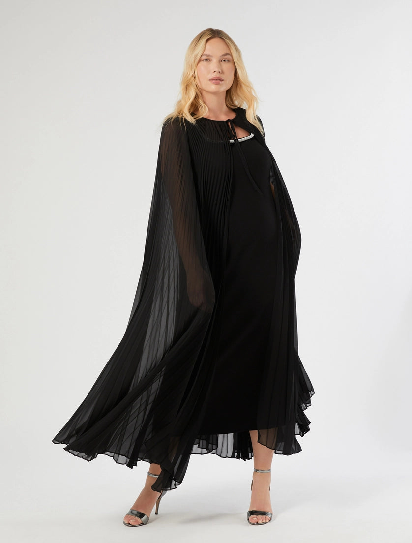 Plissé-pleated crepe georgette cape