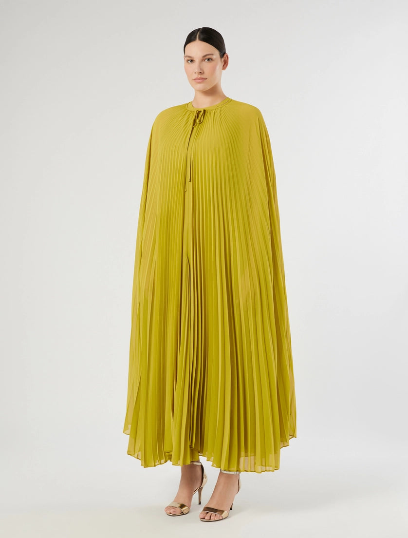 Plissé-pleated crepe georgette cape