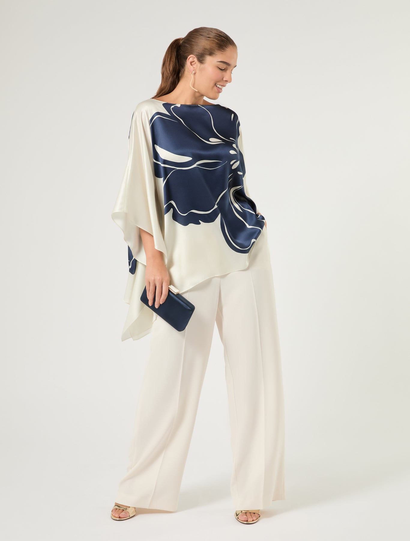 Marina Rinaldi silk satin poncho for woman