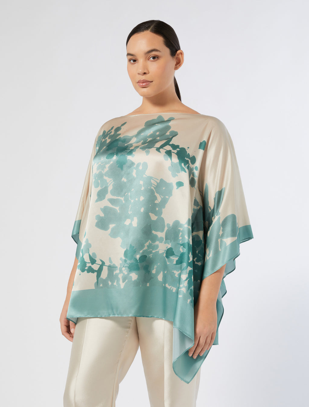 Silk satin poncho