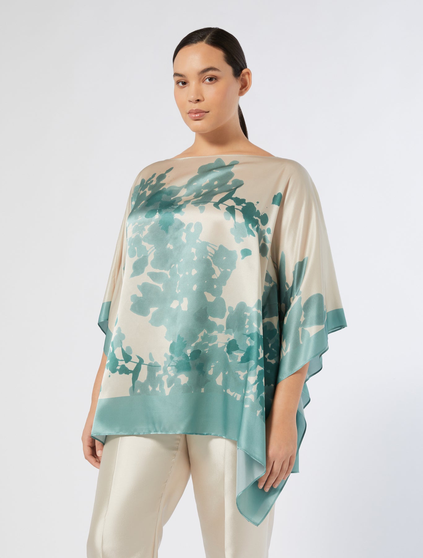 Silk satin poncho