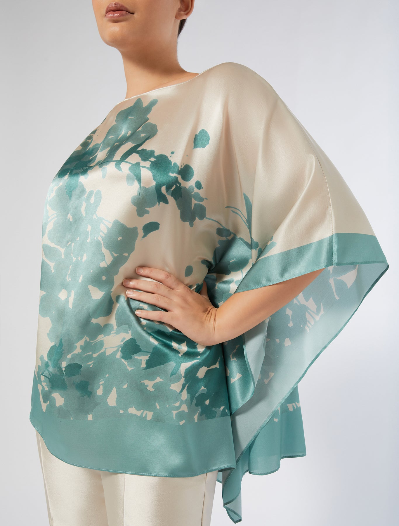 Silk satin poncho