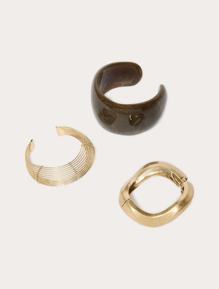 Metal and resin bracelet set