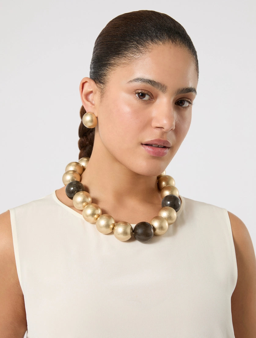 marina rinaldi metal and resin choker and earrings for woman