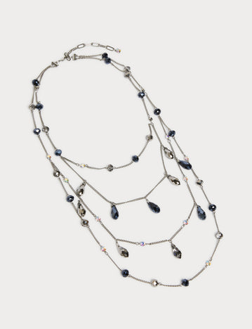 marina rinaldi jet and rhinestone-adorned multi-strand necklace for woman