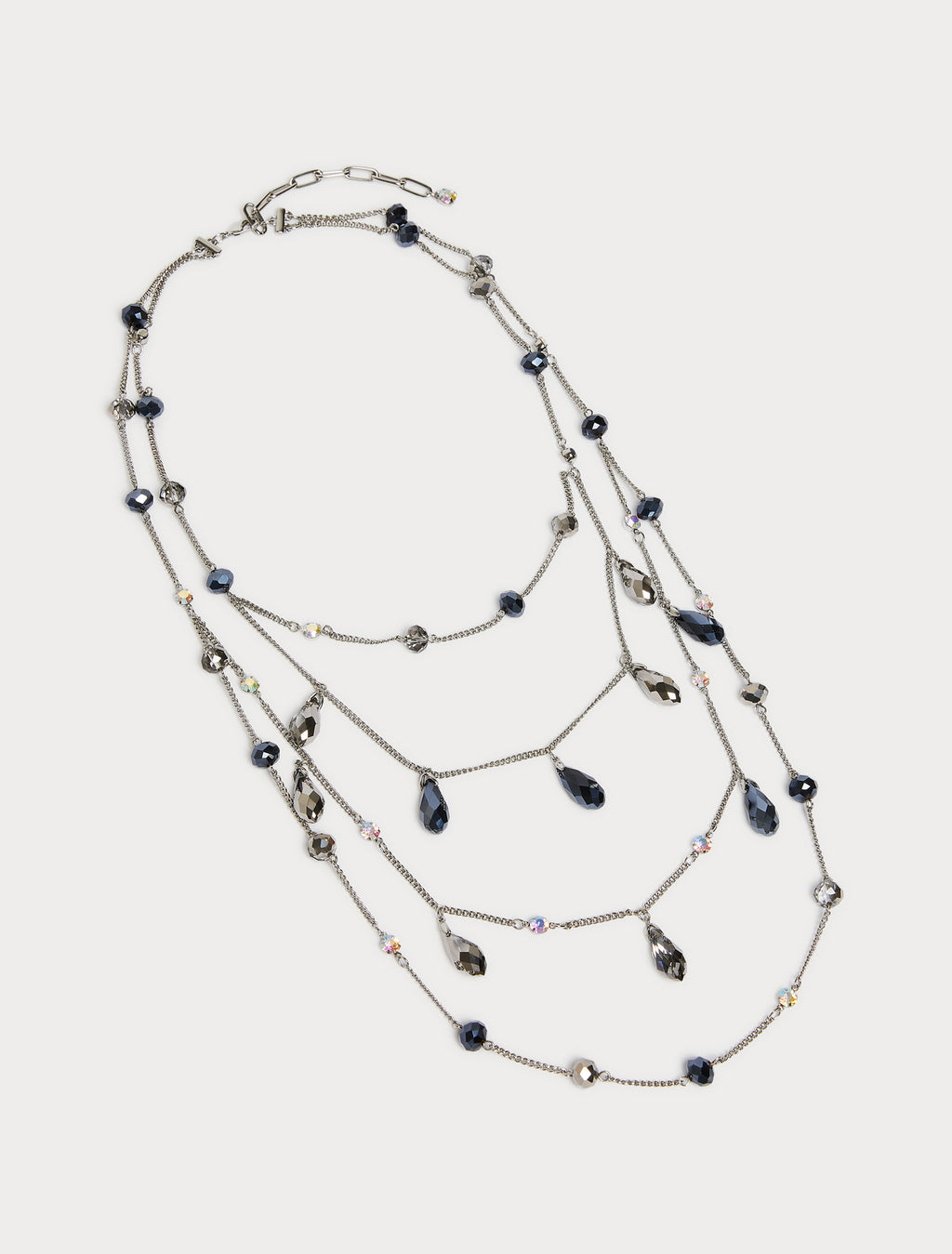 marina rinaldi jet and rhinestone-adorned multi-strand necklace for woman