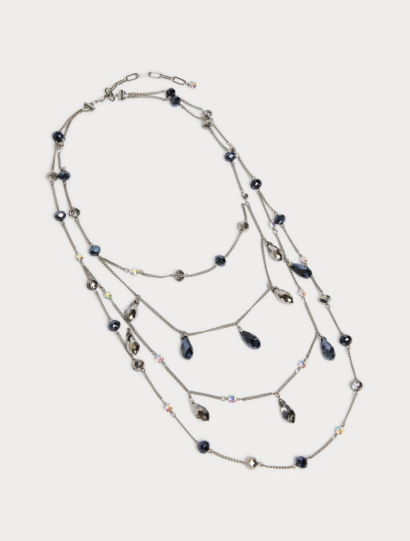 marina rinaldi jet and rhinestone-adorned multi-strand necklace for woman