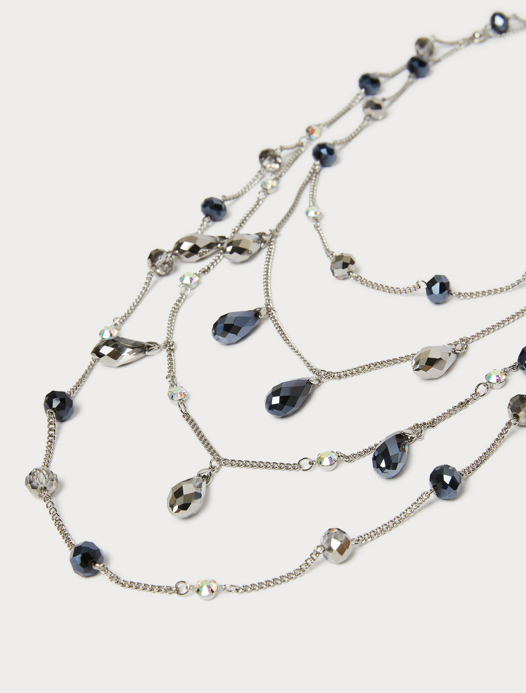 marina rinaldi jet and rhinestone-adorned multi-strand necklace for woman
