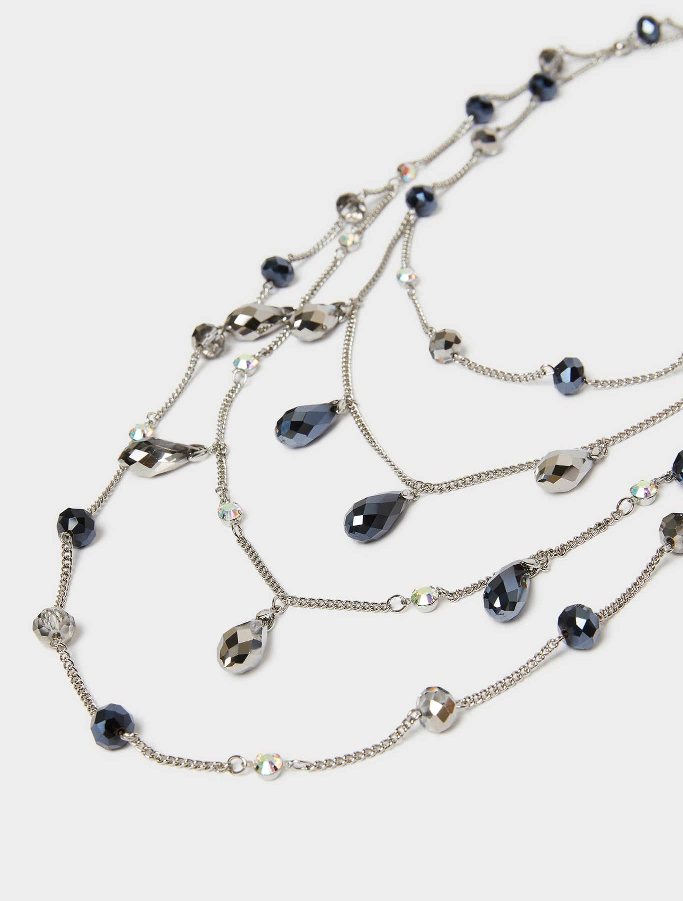 marina rinaldi jet and rhinestone-adorned multi-strand necklace for woman