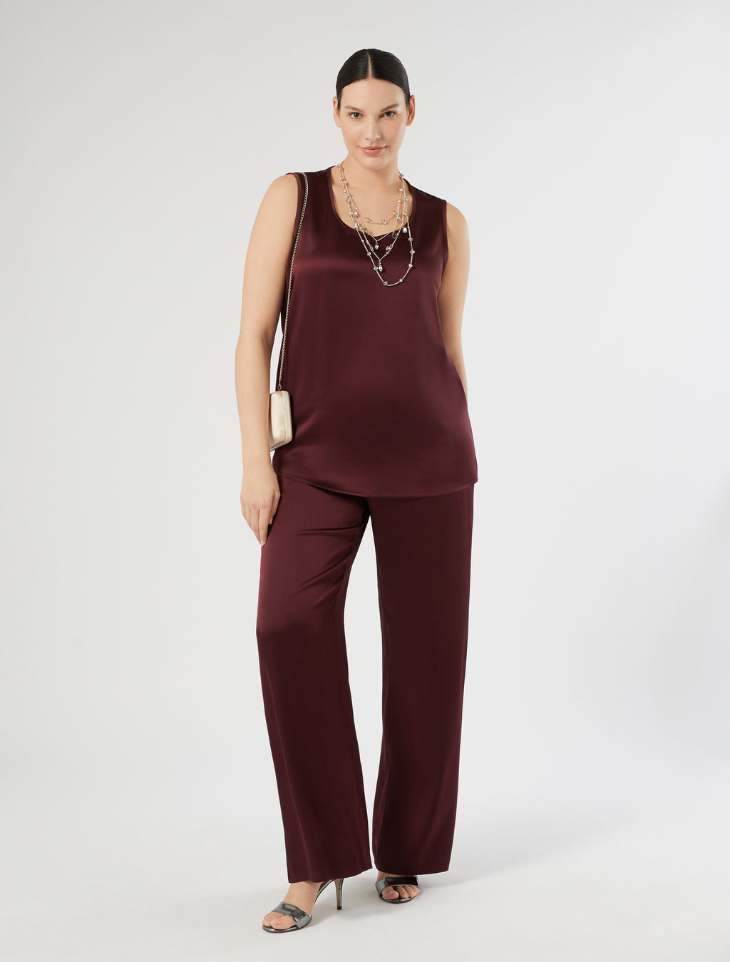 marina rinaldi jet and rhinestone-adorned multi-strand necklace for woman