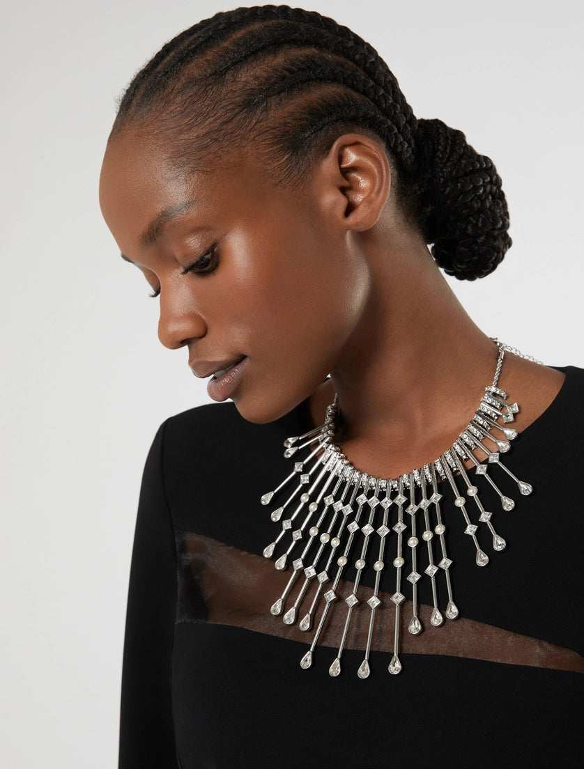 Rhinestone and pearl necklace