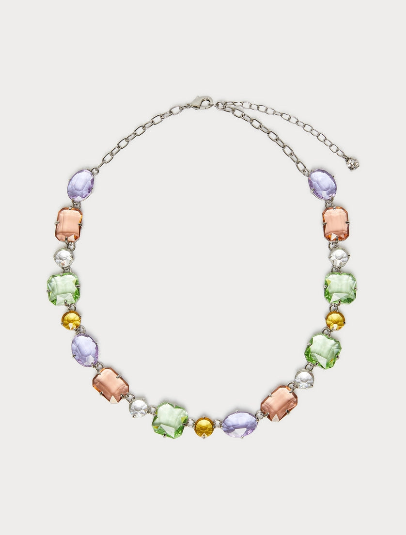 Multicoloured cabochon-adorned necklace