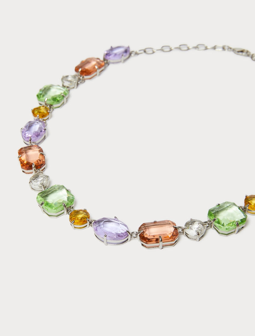 Multicoloured cabochon-adorned necklace