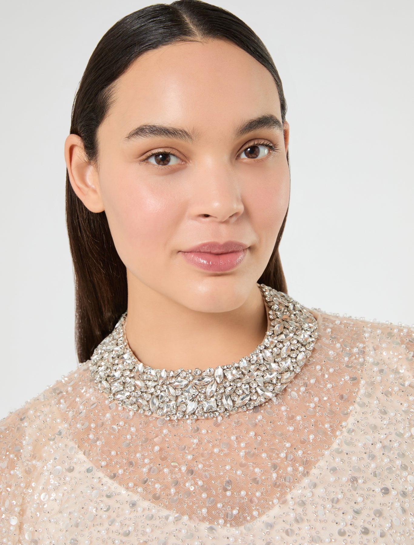 Marina Rinaldi organza and all-over rhinestone choker for woman