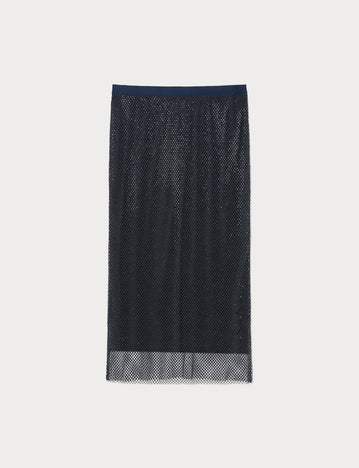 Marina Rinaldi rhinestone-adorned mesh jersey skirt for woman