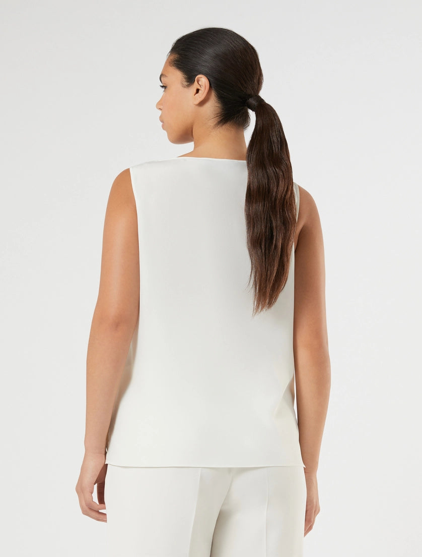 Rhinestone-adorned crepe de chine top