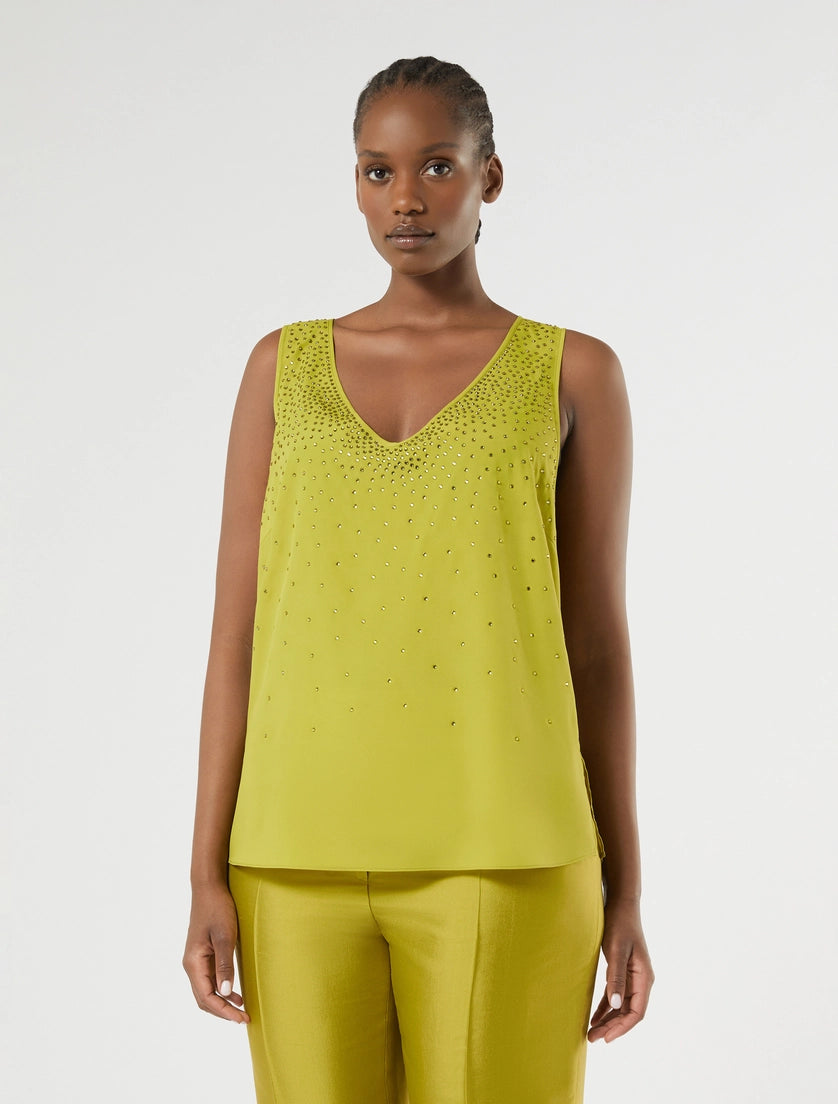 marina rinaldi rhinestone-adorned crêpe de chine top for woman