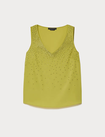 marina rinaldi rhinestone-adorned crêpe de chine top for woman