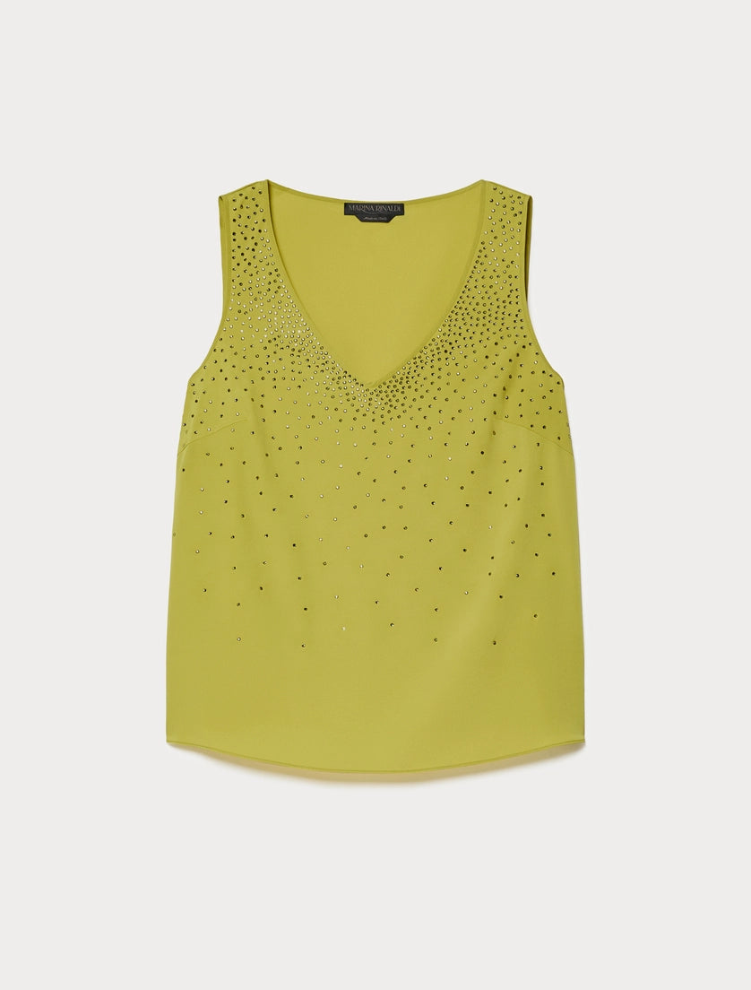 marina rinaldi rhinestone-adorned crêpe de chine top for woman