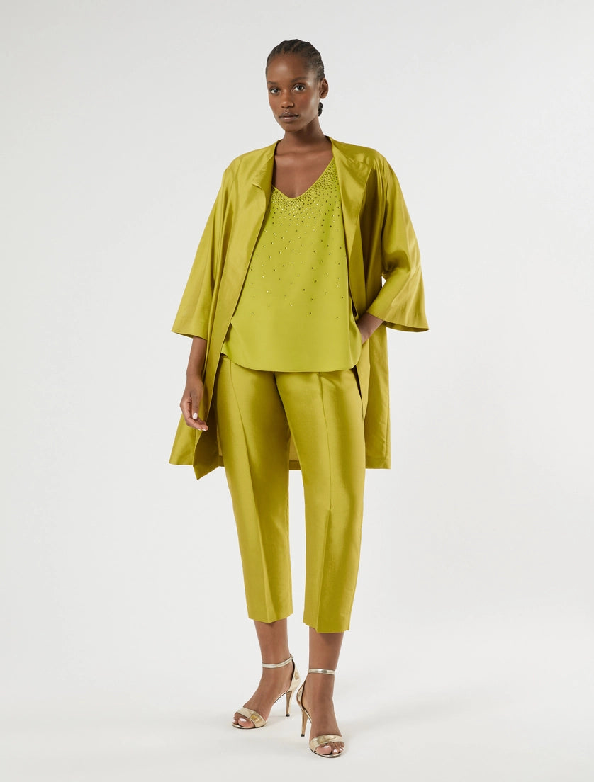marina rinaldi rhinestone-adorned crêpe de chine top for woman