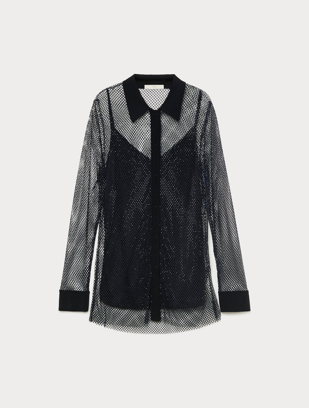 Marina Rinaldi rhinestone-adorned mesh jersey shirt for woman