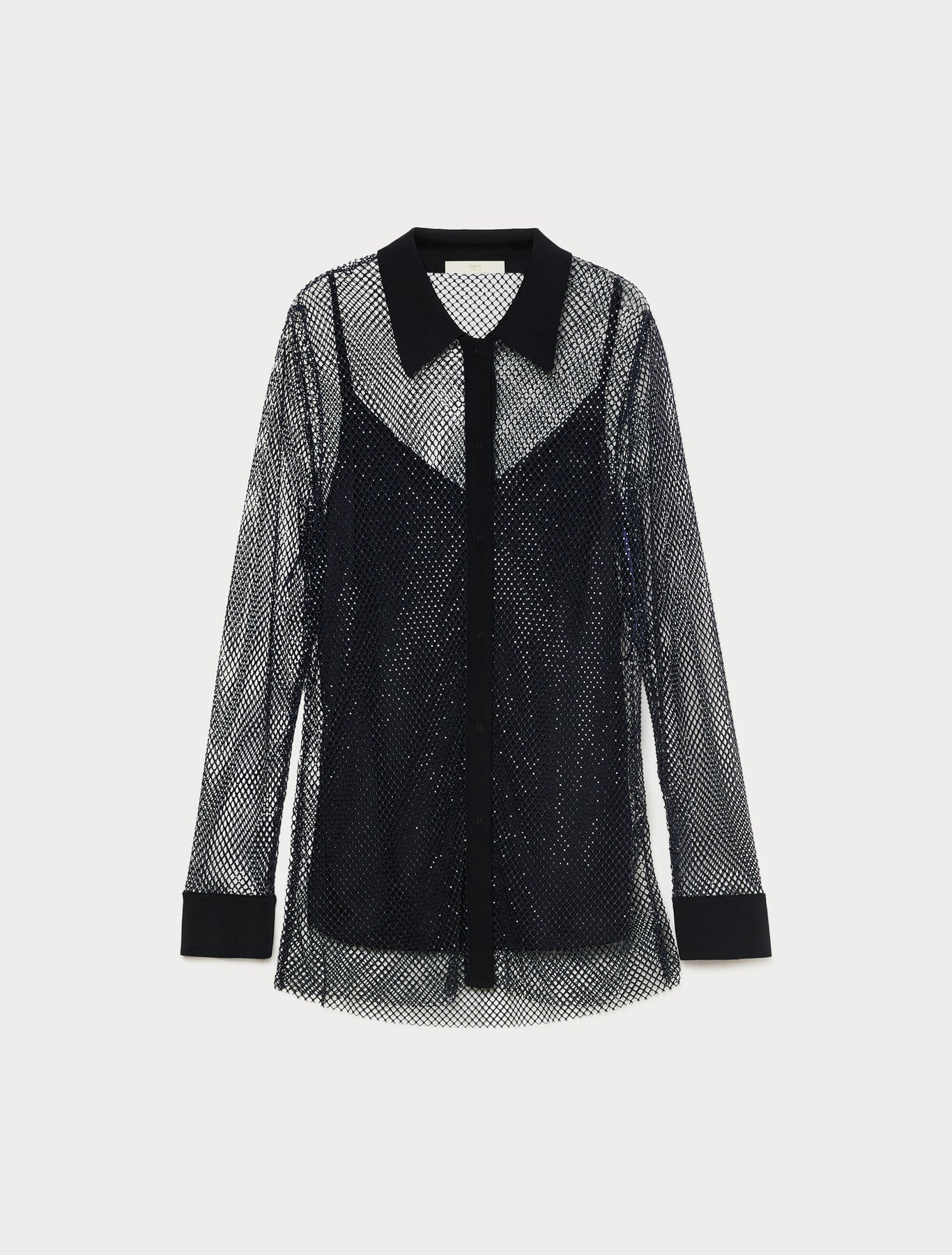 Marina Rinaldi rhinestone-adorned mesh jersey shirt for woman