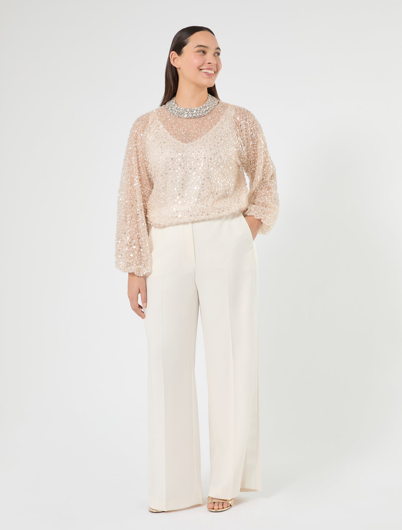 Marina Rinaldi embroidered tulle tunic for woman