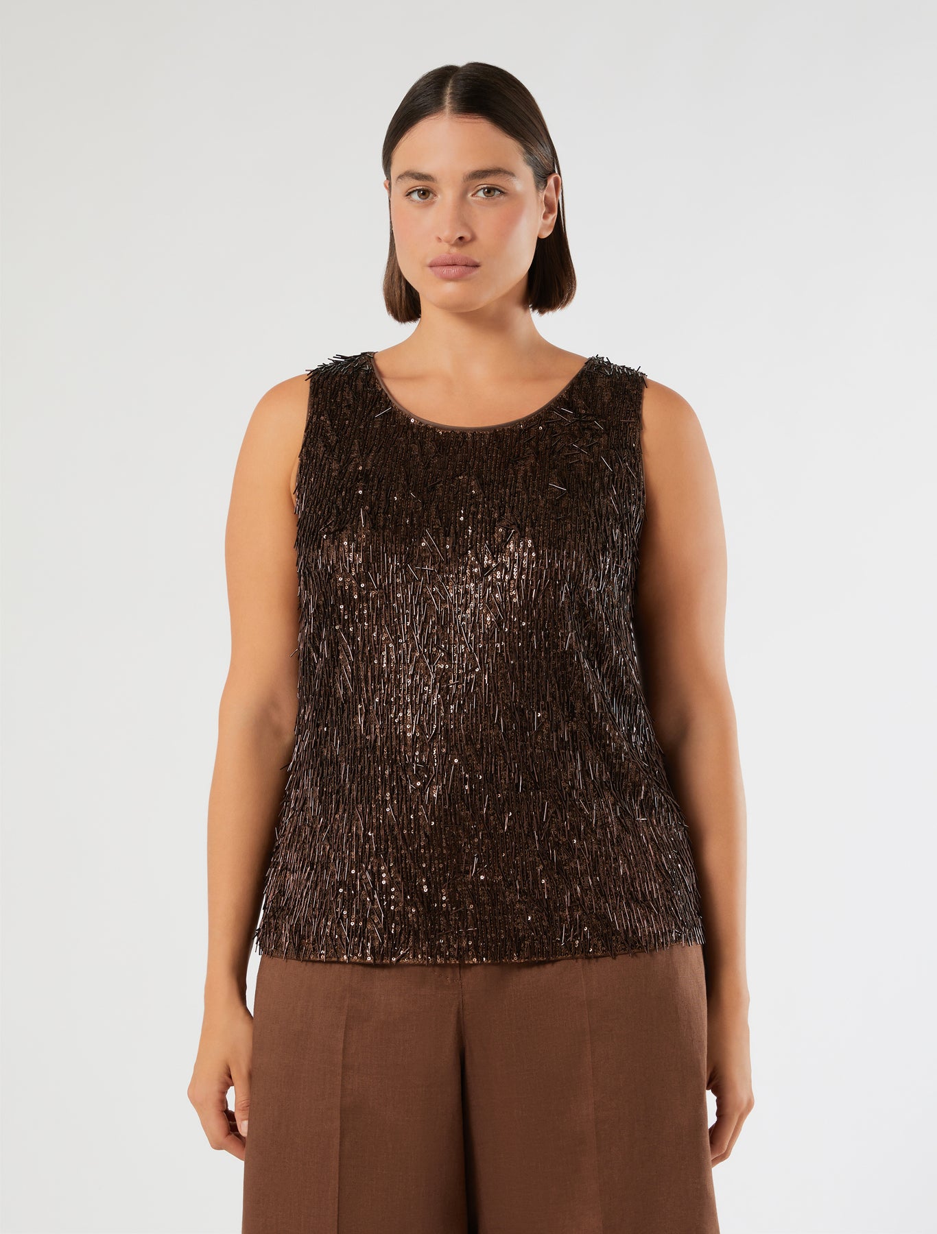 marina rinaldi embroidered tulle top for woman