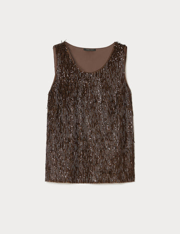 marina rinaldi embroidered tulle top for woman