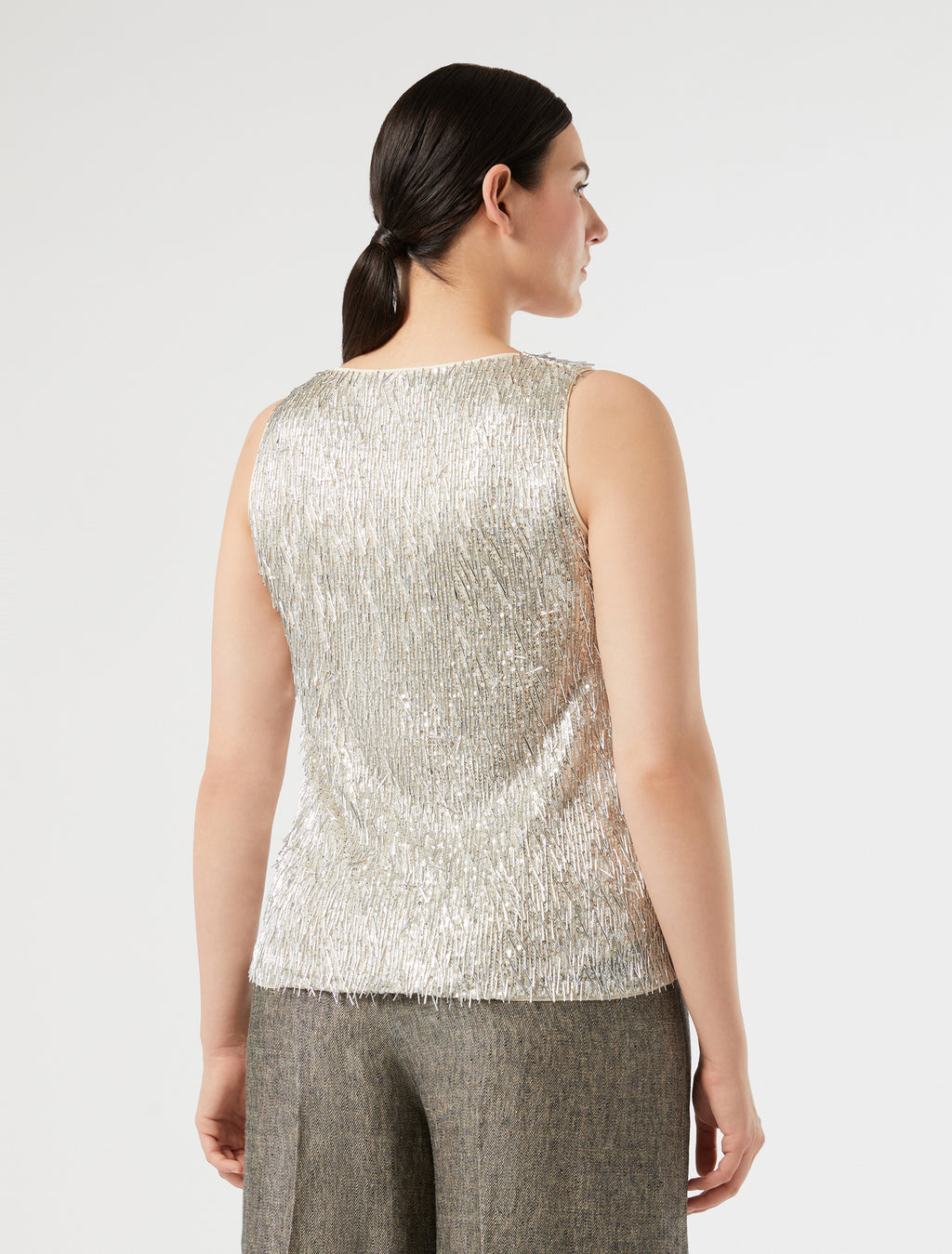 marina rinaldi embroidered tulle top for woman