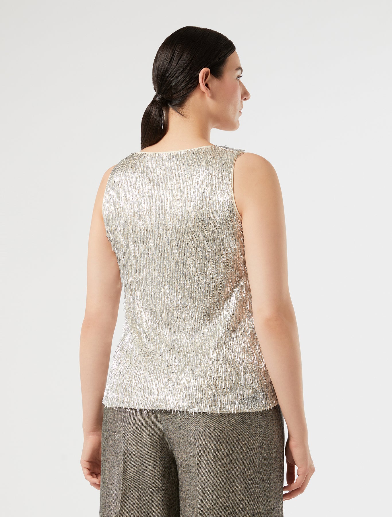 marina rinaldi embroidered tulle top for woman