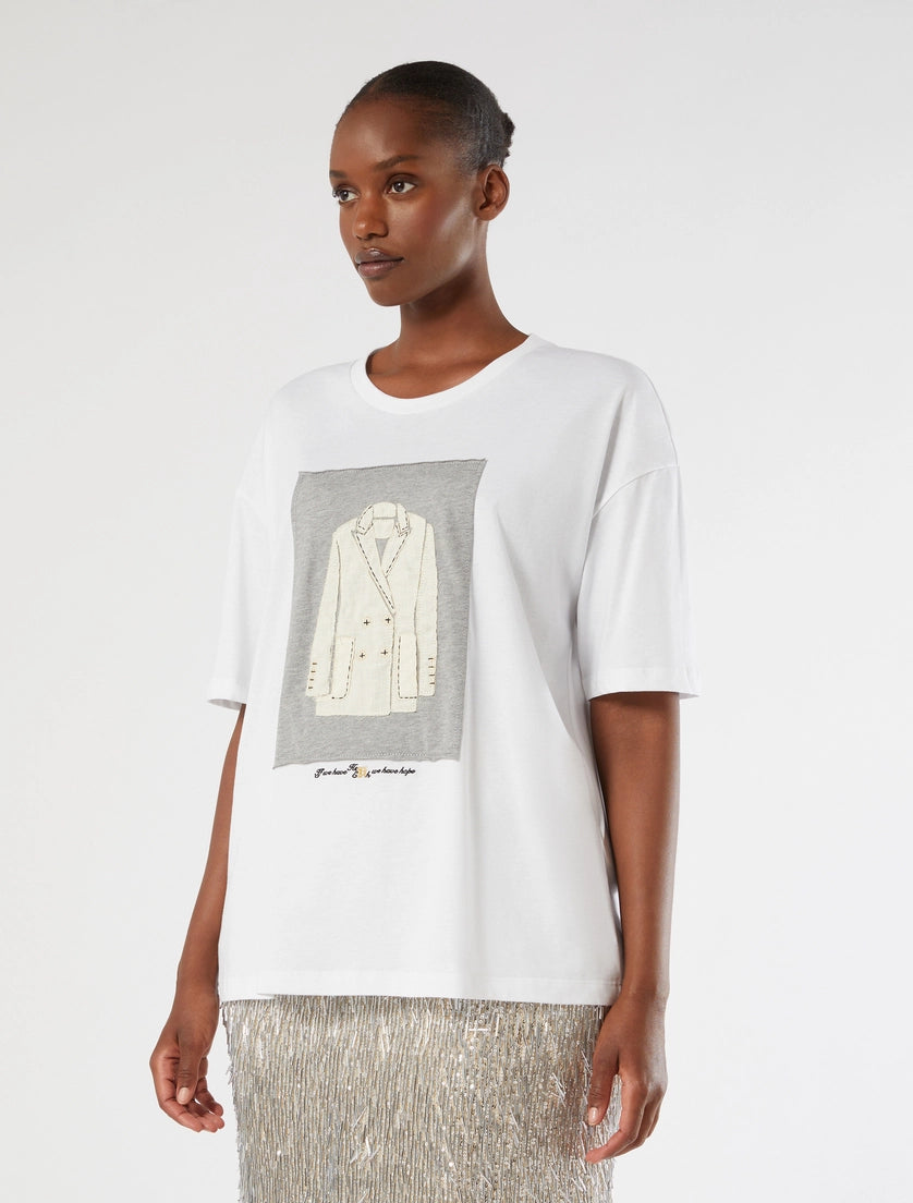 marina rinaldi embroidered jersey t-shirt for woman