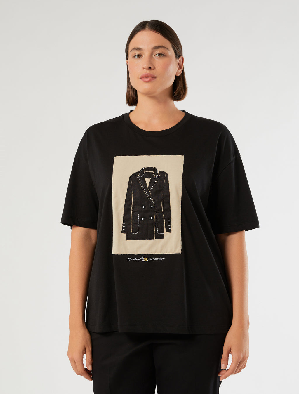 marina rinaldi embroidered jersey t-shirt for woman