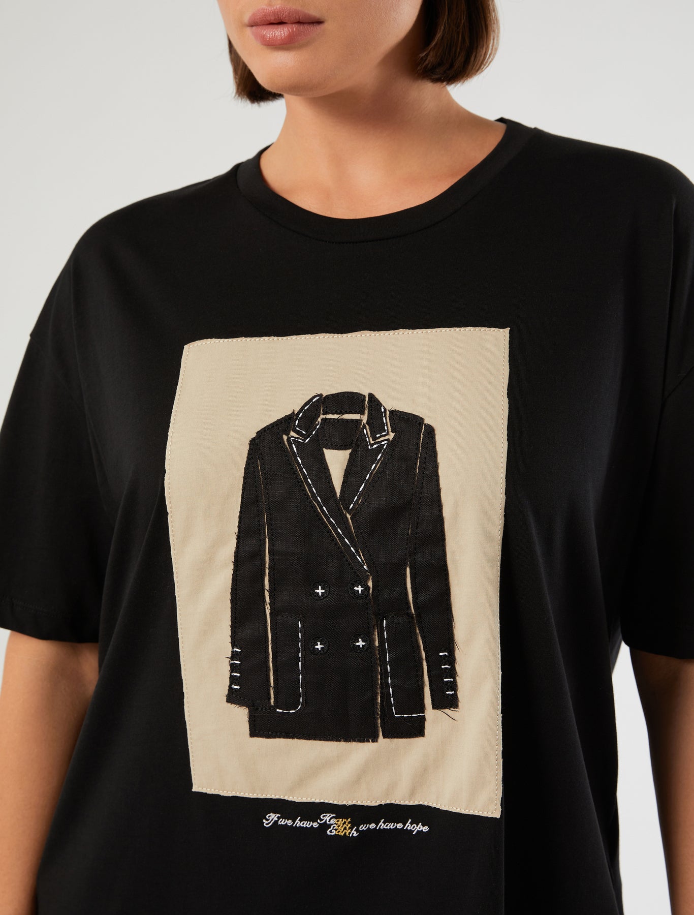 marina rinaldi embroidered jersey t-shirt for woman